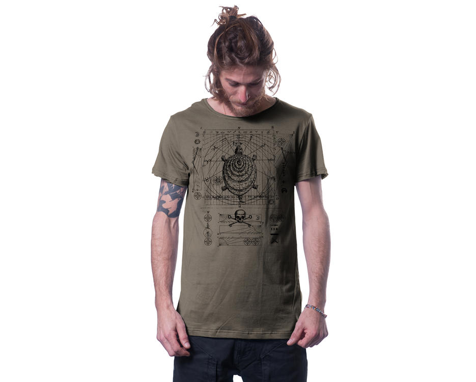 Man t-shirt in dark grey with a digital zodiac print 